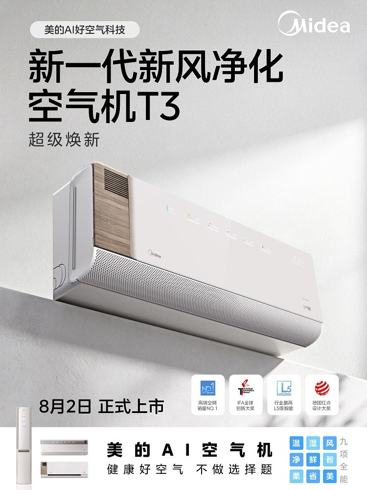 五大维度全面焕新，美的新一代AI空气机T3，重塑卧室空气标准